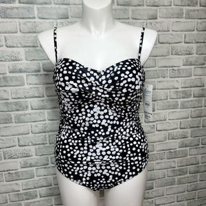 Catalina XL 16/18 Retro Black White Scattered Polka Dot 1 Piece Bathing Swimsuit
